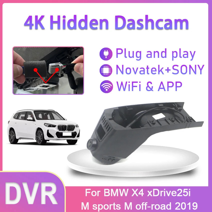 4K Coche DVR de WIFI de la Cámara Plug & play Dash Cam Delantera Y Trasera Dashcam Grabadora de Vídeo Para BMW X4 xDrive25i M deportes M off-road 2019 Imagen 0