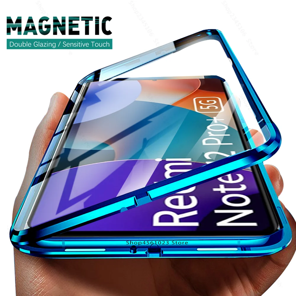 Doble cara de Cristal Magnético Flip Case Para Xiaomi Redmi Nota 12 Pro Plus 360° de Cobertura Completa de Proteger la Cubierta Note12 Pro+ Note12Pro 5G Imagen 0