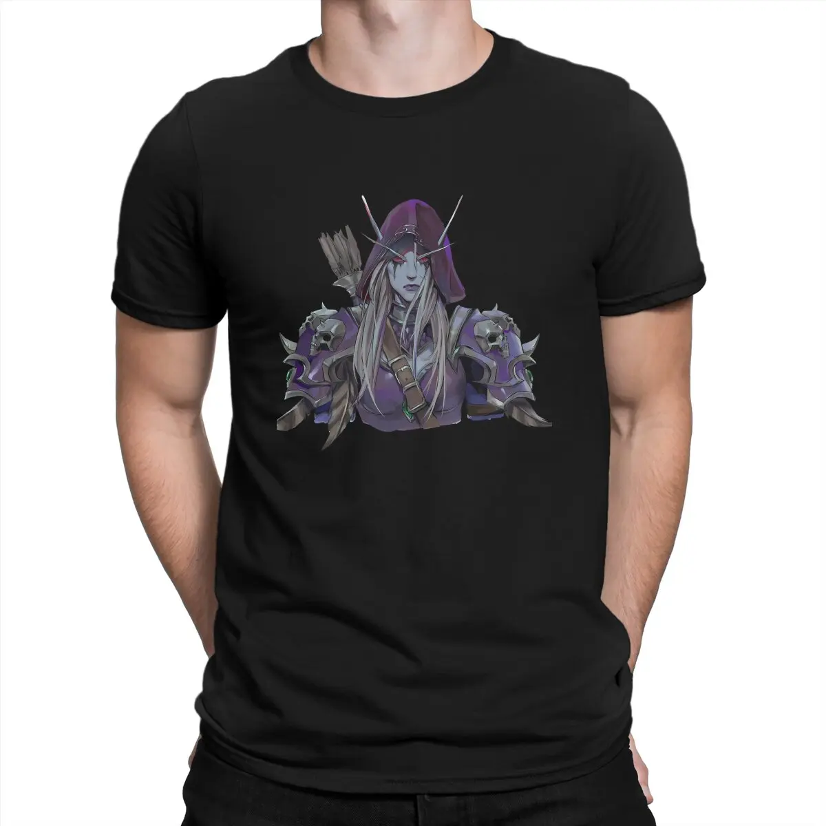 Los hombres de Sylvanas Brisaveloz 1 Camisetas World Of Warcraft Algodón Ropa Vintage de Manga Corta de Cuello Redondo de la Camiseta Adulto T-Camisas Imagen 0