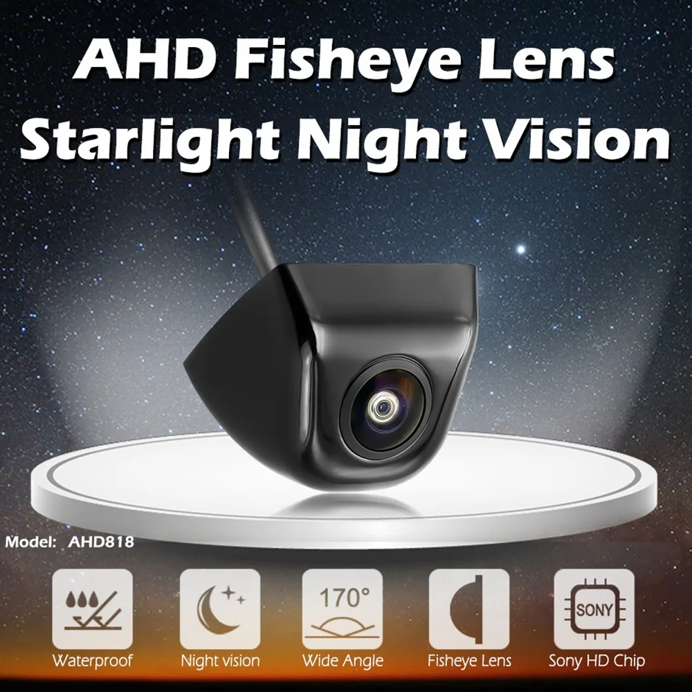 12V AHD 1080P 200W de la Cámara del Coche de 170 Grados Lente Ojo de Pez la luz de las Estrellas de la Visión Nocturna de HD de Vehículo de Visión Trasera Cámara de Manija de Tronco Imagen 1