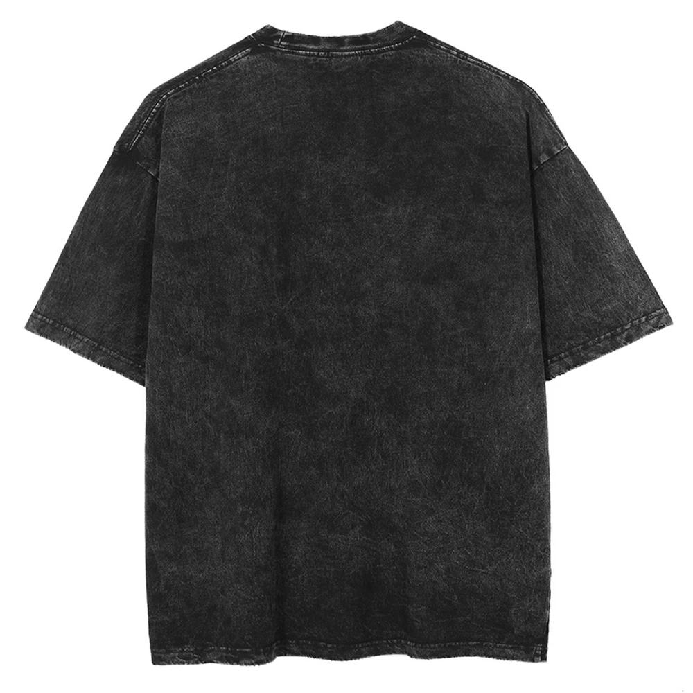 Harajuku Streetwear Hombres Vintage Camiseta de Anime Japonés ONE PIECE Impresión Casual Lavado Negro T-Shirt de Verano de gran tamaño Tops Camisetas Imagen 1