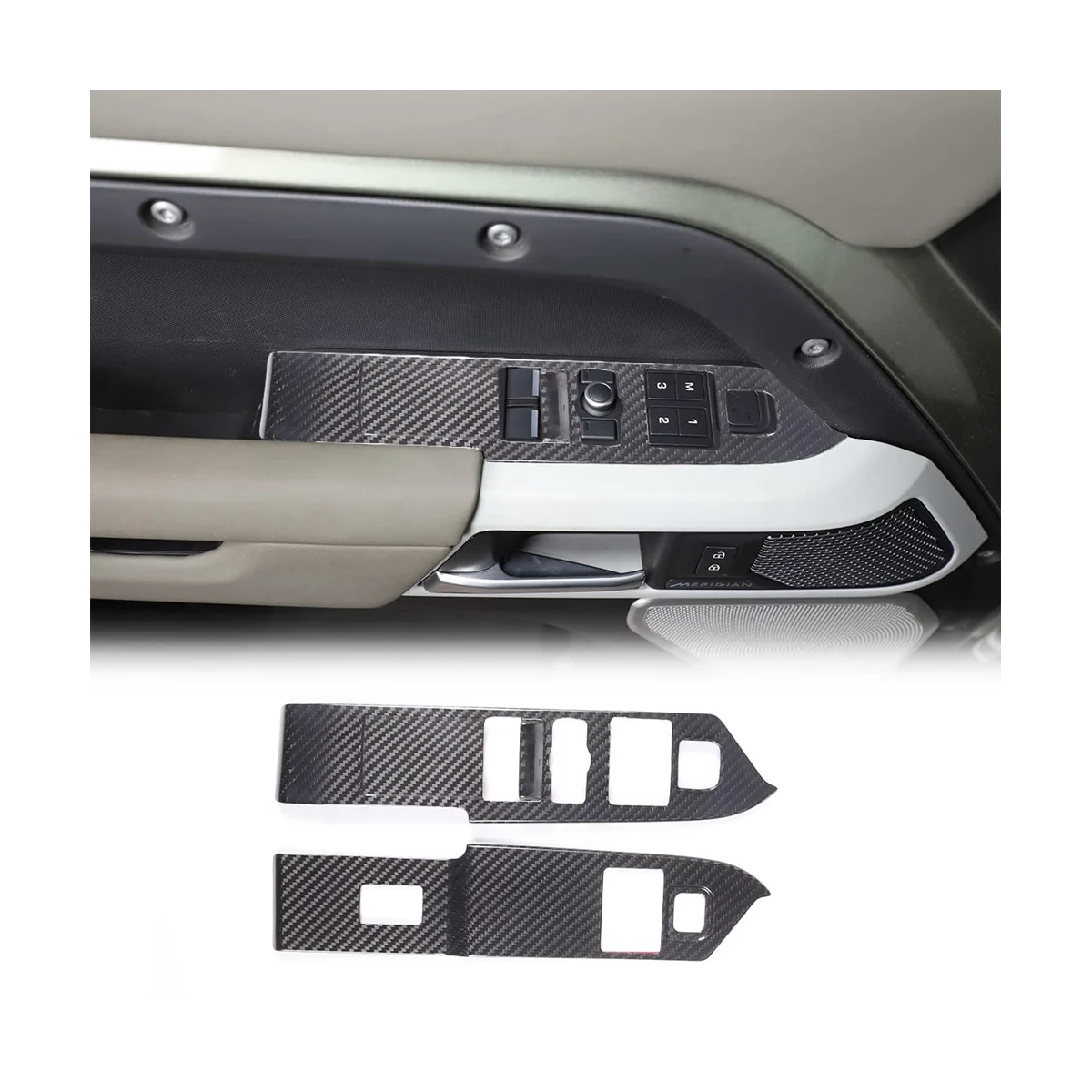 Seco de Fibra de Carbono elevador de Ventana Interruptor de la Tapa del Armazón de ajuste para el Land Rover Defender 90 2020-2023 LHD Interior Accesorios Imagen 1
