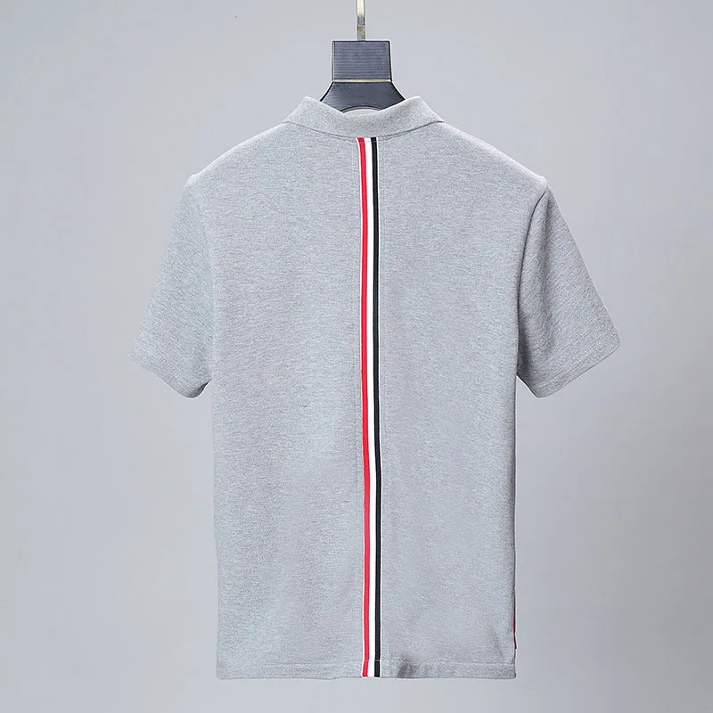 TB THOM Hombres T-Shirt de corea Diseñador Camisas de Polo de los Hombres de Manga Corta Casual de Turn-down Cuello de Algodón de Vuelta de Camisas de rayas Y una Blusa Imagen 1
