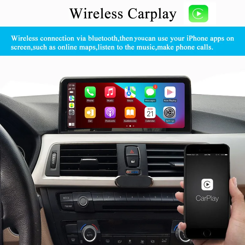 Radio de coche Para BMW Serie 5 F10 Inalámbrica Carplay Android Auto Multimedia del Coche de la Pantalla de GPS de Navegación Estéreo 10.25 2Din Imagen 2
