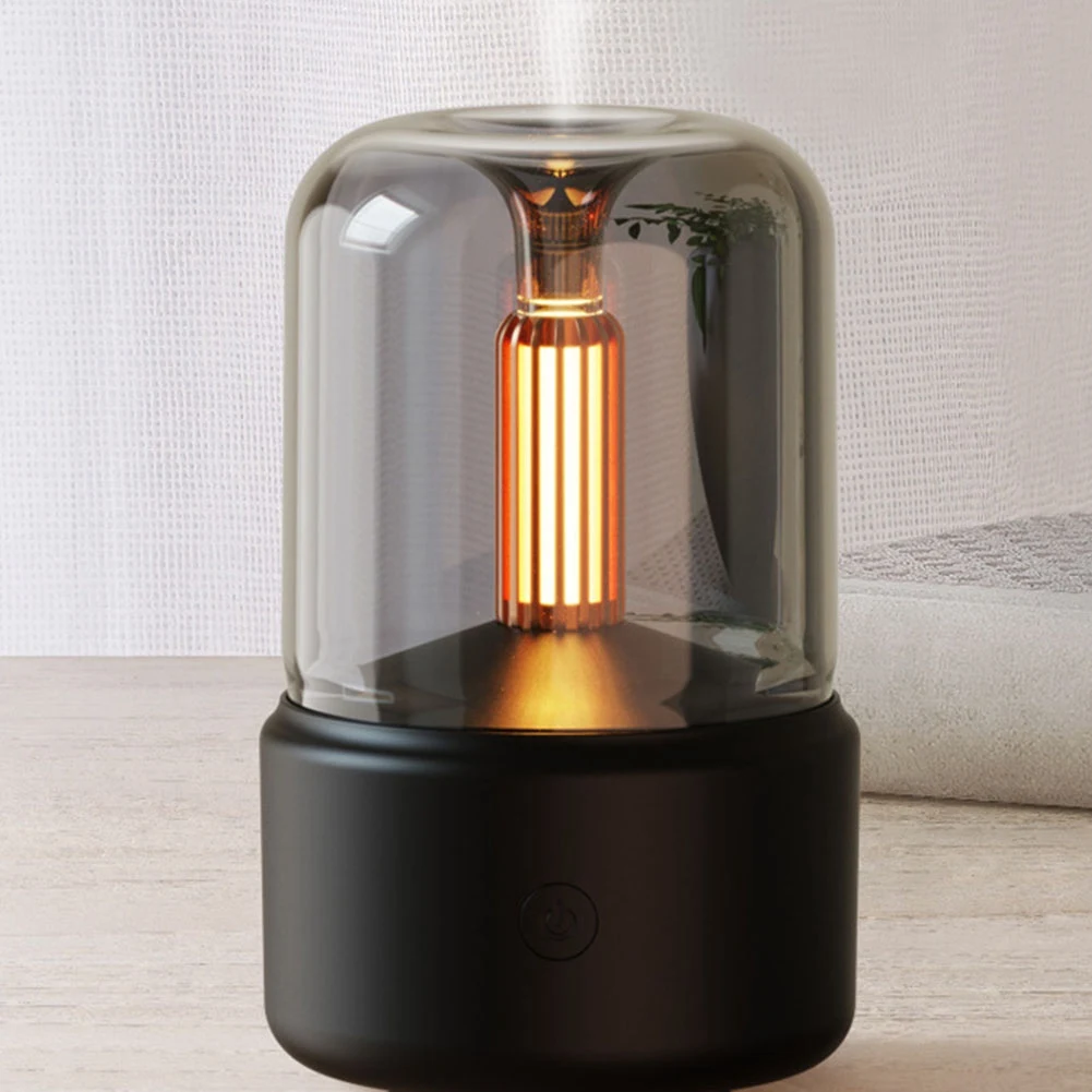 120ML de la Vela de la Lámpara de Difusor de Aire Humidificador Eléctrico Aromaterapia USB de Escritorio de Decoración Luz de Noche Negro Imagen 5